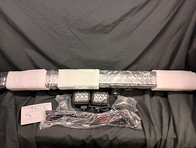 #ad 42 Inch Curved Light Bar W 2 Pods Wiring Relay Switch And Mounting Hardware