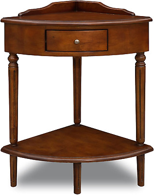 #ad 9016 One Corner Accent Table with Drawer and Lower Display Shelf Pecan