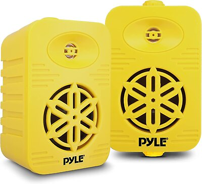 #ad Pyle Indoor Outdoor Speakers Pair 500 W Dual Waterproof 5.25” 2 Way Yellow