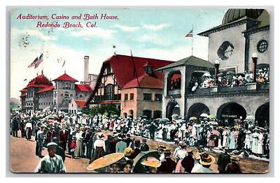 #ad Casino Auditorium Bath House Redondo Beach California CA DB Postcard M20