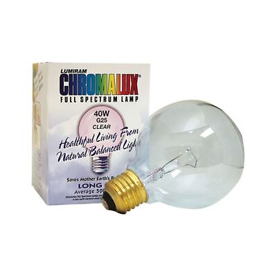 #ad Chromalux Full Spectrum Light Bulb G25 Clear 40 Watt 1 Unit