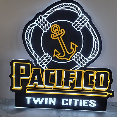 #ad PACIFICO BEER ANCHORS UP GIANT LED LIGHT UP BACK BAR SIGN NAUTICAL BOAT OCEAN