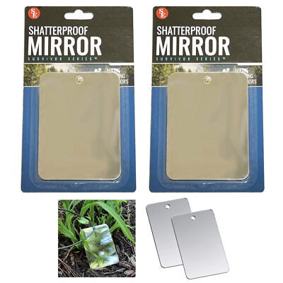 #ad 2 Pack Signal Mirror Lightweight Emergency Shatterproof Survival Camping Hiking