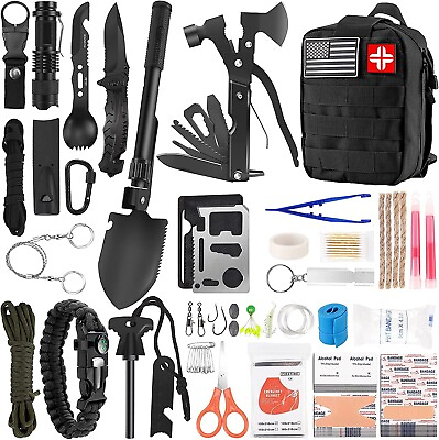 Emergency Survival Kit First Aid Bug out Military Prepper Kit 142Pcs Pick Color