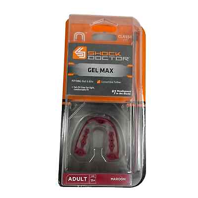 #ad Shock Doctor Gel Max Mouthguard Convertible Adult Maroon Mouth Guard New