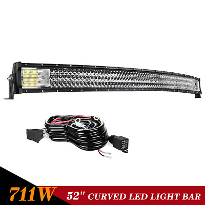 #ad 52 INCH CURVED LED LIGHT BAR TRI ROW DRIVING OFF ROAD COMBO 4X4WD FOG LAMP Wire