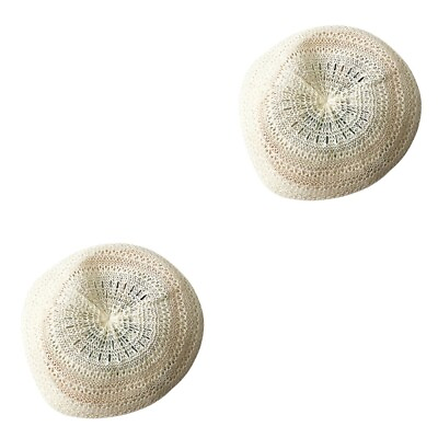 #ad 2pcs Spring Summer Beret Hat Vintage Hollow out Hat Vacation Woven Travel