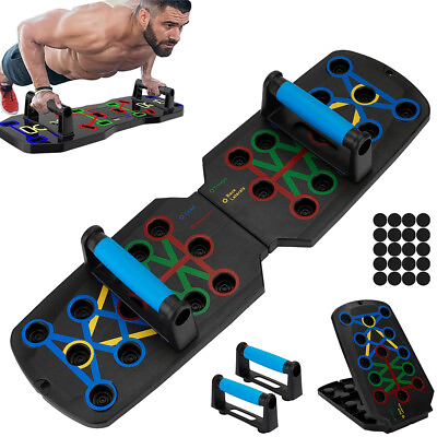 #ad 28 in 1 Push Up Rack Board System Fitness Workout Train Gym Exercise Stands Gift