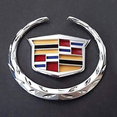 #ad For Cadillac Rear Grille 4” Emblem Hood Badge Logo Chrome Symbol Ornament Silver