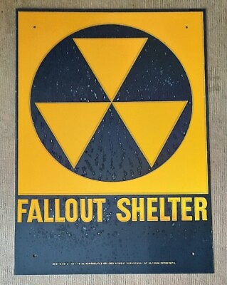 #ad #ad Vtg Original Fallout Shelter Sign NOS New old Stock with AGE SPOTS IMPERFECT
