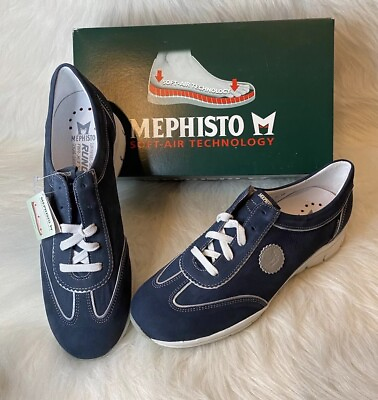 #ad Mephisto Running Sneaker Blue Lace up Light Soft “Yamina” Sz 10 Women’s New BOX