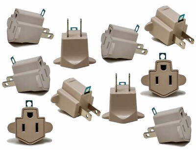 #ad AC Polarized Grounding AC Power Plug Adapter ETL Rated Gray 10 Pack 3 to 2 prong