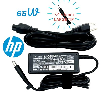 #ad Genuine HP 65W Power Adapter 7.4mm EliteDesk 800 G1 G2 G3 Laptop Mini PC w Cord