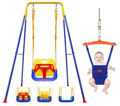 #ad 2 in 1 Toddler Swing £¦ Jumper Swing Set for Indoor Outdoor Fun Baby Jumper...