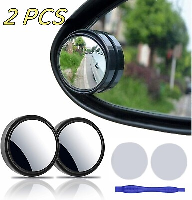 #ad 360° Side Rear View Mirror for Car Blind Spot Mirrors Round HD Glass Convex 2PCS