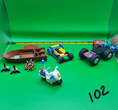 #ad Lego Police Motorcycle Boat Various Mixed Pieces Lot