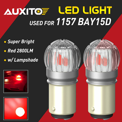 #ad 2X AUXITO 1157 2057 Red LED Stop Turn Signal Brake Tail Light Bulbs BAY15D