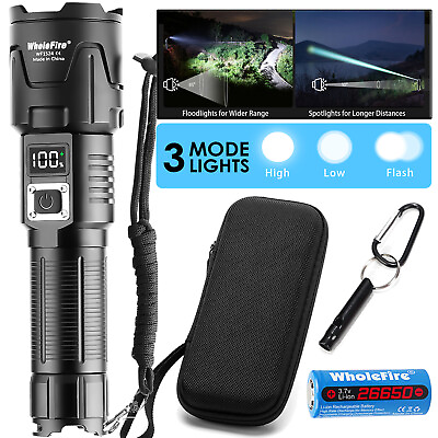 #ad 5000000 Lumens LED Flashlight Rechargeable Super Bright Tactical Camping Torch