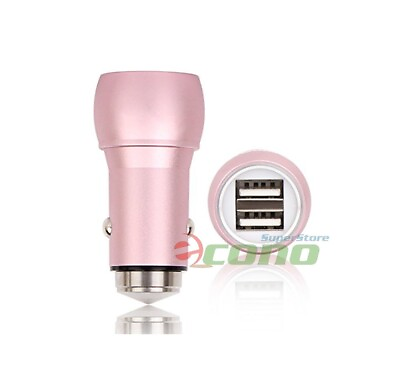 #ad Pink 2 Port USB Quick Fast Car Charger 4.2A Cigarette Lighter amp; Emergency Hammer