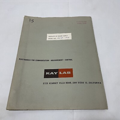 #ad Kay Lab Model 50B 100 Absolute DC Power Supply Manual