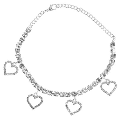 #ad 1PC All match Female Chain Rhinestone Heart shaped Pendant Anklet