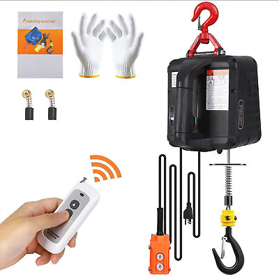 #ad Portable Electric Hoist Winch 110V 1500W 1100 lbs Wire amp; Wireless Remote Control