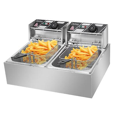 #ad ZOKOP 5000W Electric Deep Fryer 12L Dual Fry Machine Commercial Restaurant