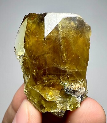 #ad 151 CT E Rare Greenish Yellow Titanite Sphene Huge Partially Transparent Crystal