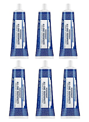 #ad Dr. Bronner’s All One Toothpaste Peppermint 5 ounce 70% Organic 6 Pack