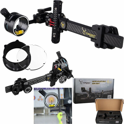 #ad #ad Compound Bow Sight 1Pin 0.019quot; Archery 4X 6X 8X Lens Carbon Rod Micro Adjustable