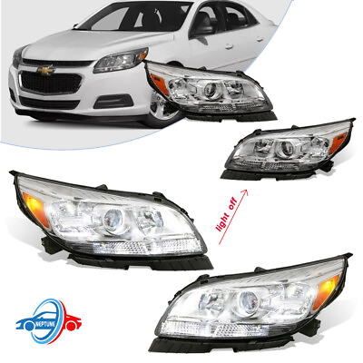#ad New Pair Front Projector Headlights Lamps For 2013 2015 Chevrolet Malibu Limited