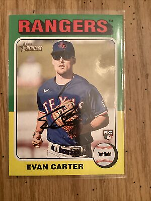 #ad 2024 Topps Heritage Baseball #170 Evan Carter Texas Rangers RC Rookie Mint 🔥