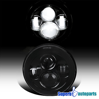 #ad Fits Jeep Wrangler 7quot; Round Black LED 45W Projector Headlights 6500K