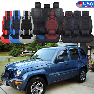 #ad Car Seat Cover Full Set Front Rear PU Leather Cushion For Jeep Liberty Patriot