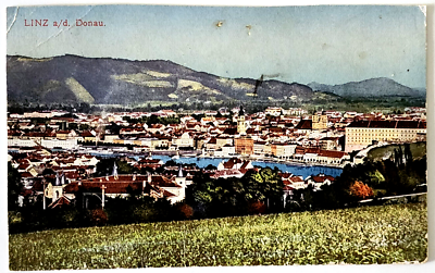 #ad Vintage Postcard Czechoslovakia City of Linz Austria in 1918