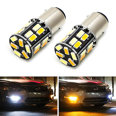 #ad White Amber Dual Color Switchback 1157 2357 S25 LED Bulbs For Front Turn Signal
