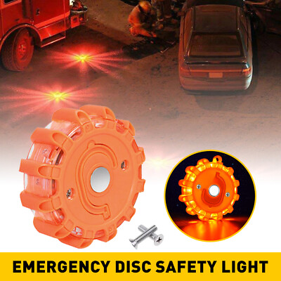 #ad 8 LED Road Flares Emergency Disc Safety Light Flashing Roadside Beacon Warning#x27;