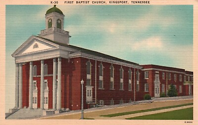 #ad Postcard TN Kingsport Tennessee First Baptist Church Linen Vintage PC H213