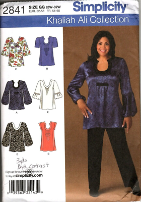 #ad Simplicity 2841 Womens 26W to 32W Top with Variations Uncut Sewing Pattern