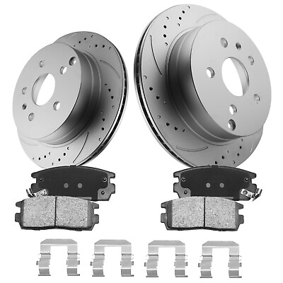 #ad REAR Drilled Disc Rotors Brake Pads for 2010 2017 Chevy Equinox GMC Terrain