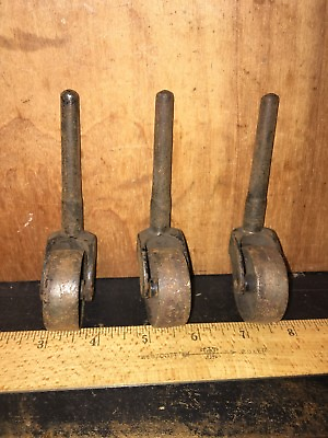 #ad Set of 3 Antique Vintage Metal Wheel Wheels Old Fixed.