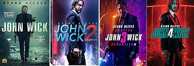 #ad John Wick Complete Keanu Reeves Movies Series Chapter 1 4 1 2 3 4 NEW DVD SET