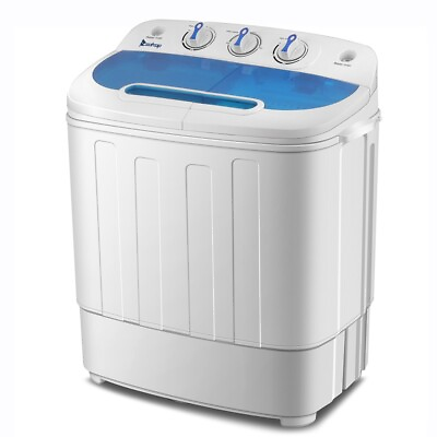 #ad 15lbs Home Dorm Semi Auto Mini Portable Twin Tub Washing Machine Spinner