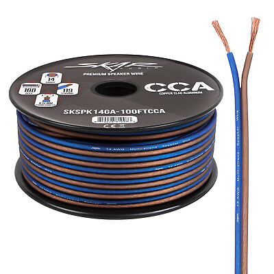 #ad Skar Audio 14 Gauge CCA Car Audio Speaker Wire 100 Feet Matte Brown Blue