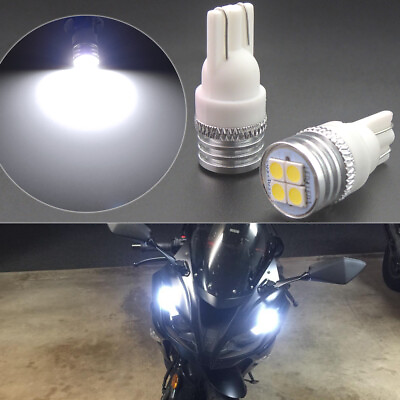 2x HID White 4 SMD 3030 2825 168 194 LED Parking Light Bulbs for Motorcycle Bike