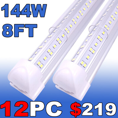 #ad #ad 8ft led shop light 144w led Strip Lights 6500k Cold White LED Garage Lights 12PC