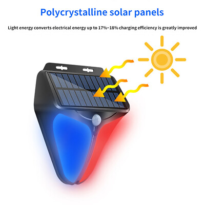 #ad Wireless polycrystalline Solar Panel Powered LED Light Motion Sensor Alarm LAMP