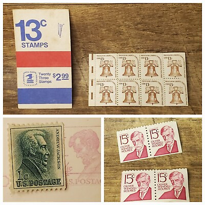 #ad 📭 Stamp LOT Liberty Bell 13¢ Stamp Andrew Jackson 1¢ Oliver Holmes 15¢