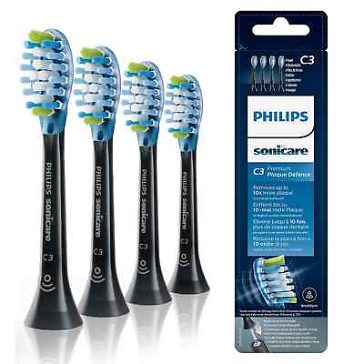 #ad New 4 Pack Genuine Philips C3 Premium Plaque Control Brush Heads Black
