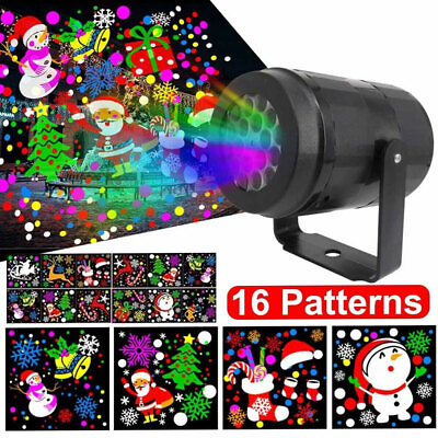 #ad #ad 16 Pattern LED Christmas Projector Laser Light Snow Landscape Garden Xmas Lamp
